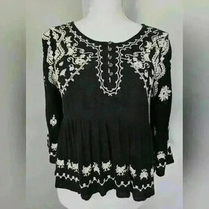 Forever21 Embroidered Peplum Top